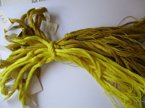 Leinenstickgarn-Konvolut Farbtöne gelb, ocker